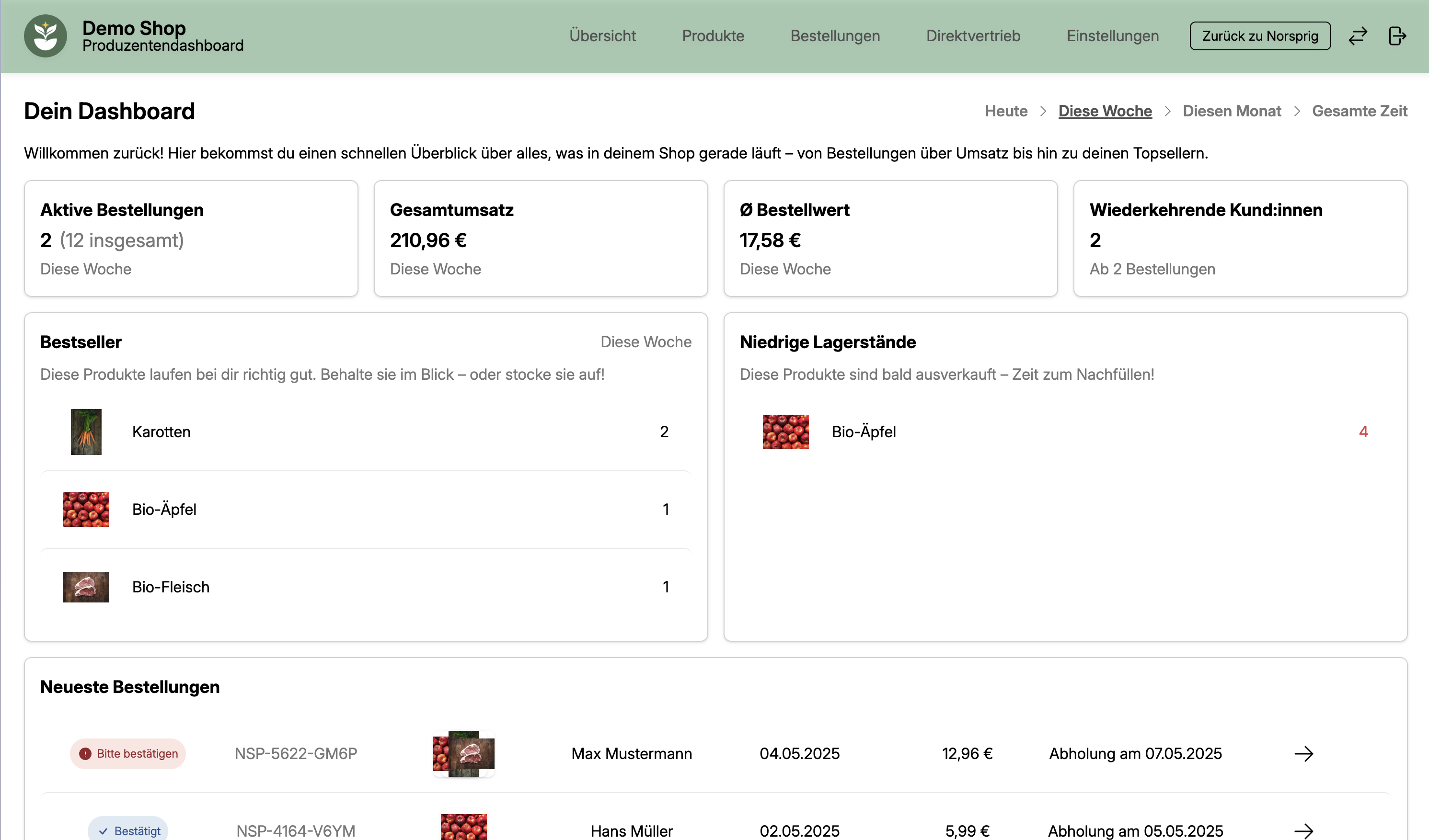 Producer Dashboard Demo